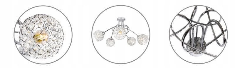 Lampa sufitowa żyrandol Light Home LH Crystal 5x E27 60W srebrny 1szt.