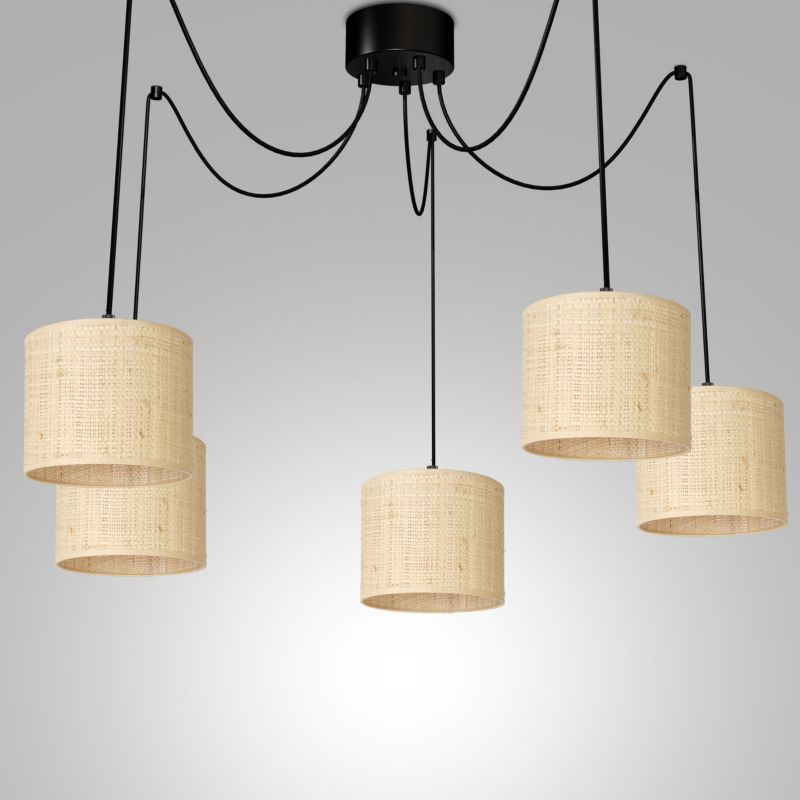 Lampa sufitowa żyrandol Luminex Spindel 5 x E27 rattan