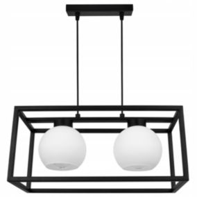 Lampa sufitowe wisząca Light Home LH Eliza Cage Klatka 2x E27 60W szklana kula mleczna 1szt.