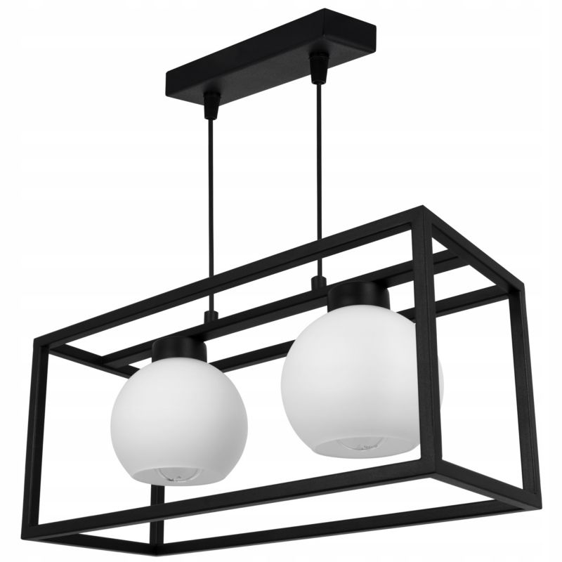 Lampa sufitowe wisząca Light Home LH Eliza Cage Klatka 2x E27 60W szklana kula mleczna 1szt.