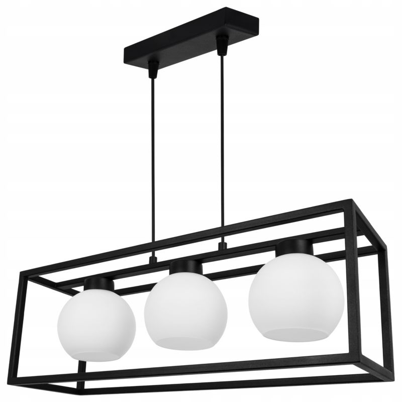 Lampa sufitowe wisząca Light Home LH Eliza Cage Klatka 3x E27 60W szklana kula mleczna 1szt.