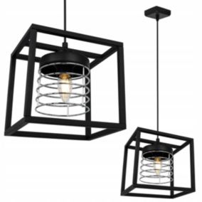 Lampa sufitowe wisząca Light Home LH Rasti Cage Klatka 1x E27 60W czarny/srebrny 1szt.