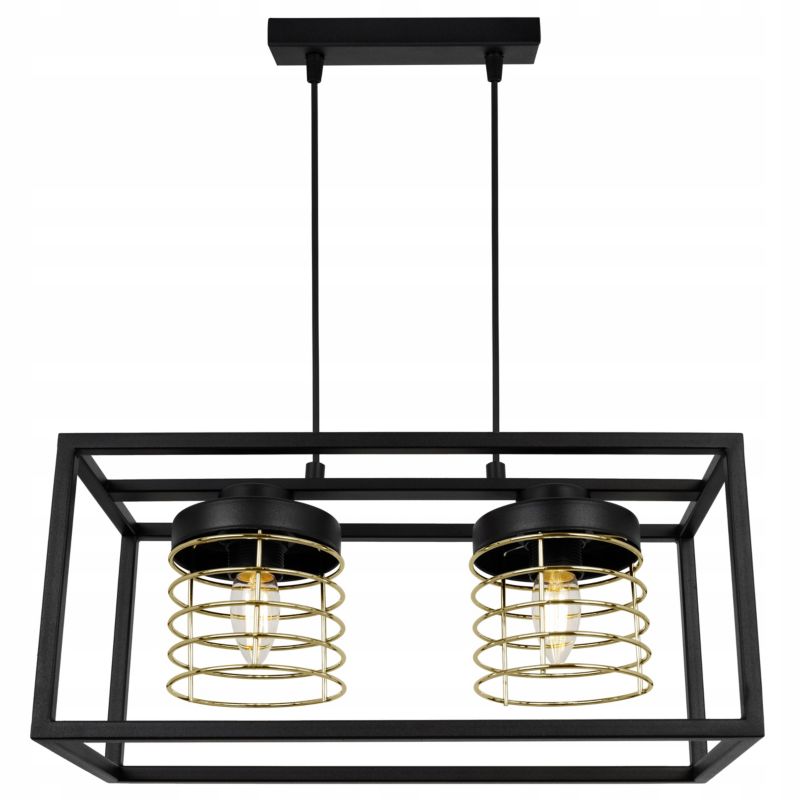 Lampa sufitowe wisząca Light Home LH Rasti Cage Klatka 2x E27 60W czarny/złoty 1szt.