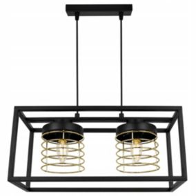 Lampa sufitowe wisząca Light Home LH Rasti Cage Klatka 2x E27 60W czarny/złoty 1szt.
