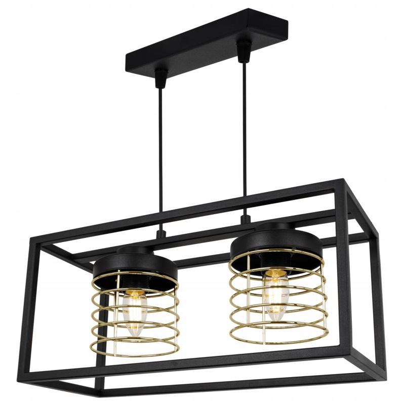 Lampa sufitowe wisząca Light Home LH Rasti Cage Klatka 2x E27 60W czarny/złoty 1szt.