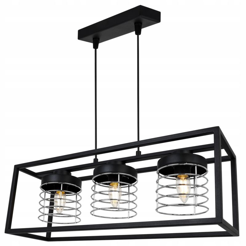 Lampa sufitowe wisząca Light Home LH Rasti Cage Klatka 3x E27 60W czarny/srebrny 1szt.