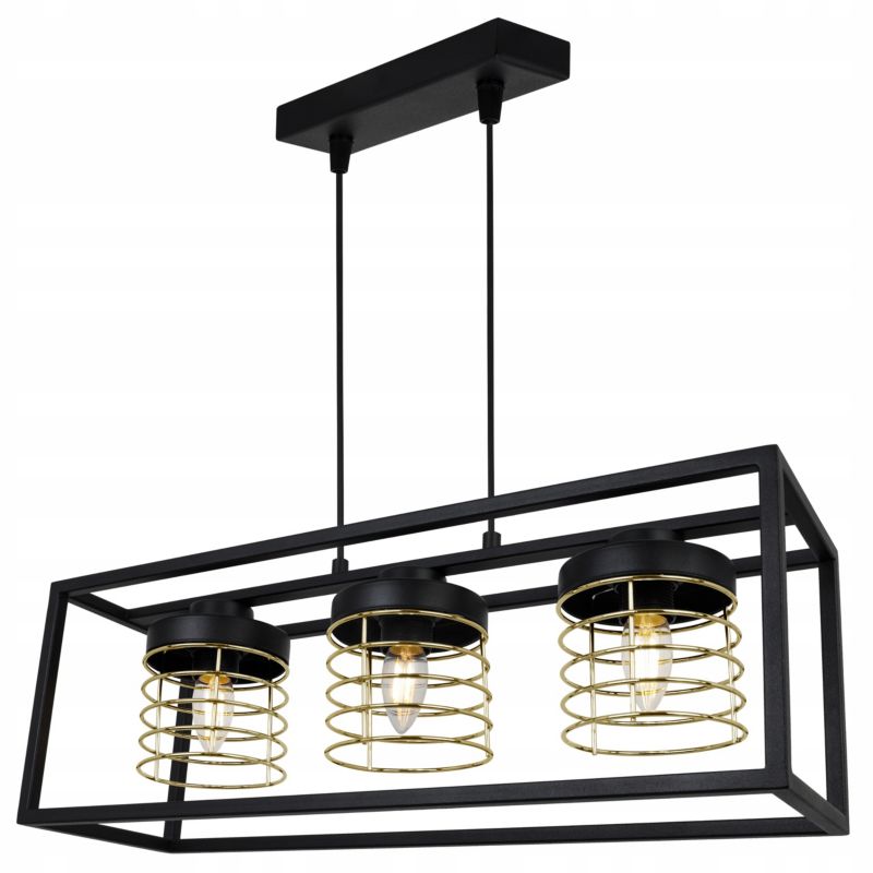 Lampa sufitowe wisząca Light Home LH Rasti Cage Klatka 3x E27 60W czarny/złoty 1szt.