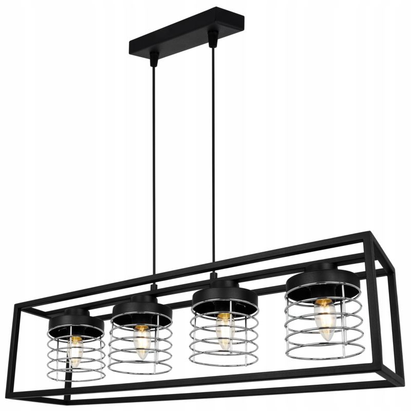 Lampa sufitowe wisząca Light Home LH Rasti Cage Klatka 4x E27 60W czarny/srebrny 1szt.