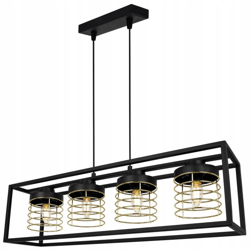 Lampa sufitowe wisząca Light Home LH Rasti Cage Klatka 4x E27 60W czarny/złoty 1szt.