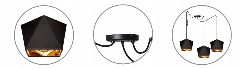 Lampa sufitowe wisząca Light Home LH Spider Diamond 3x E27 60W czarny 1szt.