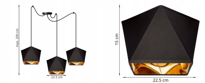 Lampa sufitowe wisząca Light Home LH Spider Diamond 3x E27 60W czarny 1szt.