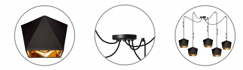 Lampa sufitowe wisząca Light Home LH Spider Diamond 5x E27 60W czarny 1szt.