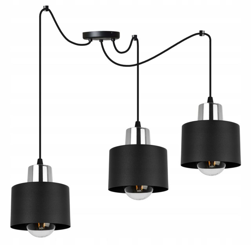 Lampa sufitowe wisząca Light Home LH Spider Panta 3x E27 60W czarny/srebrny 1szt.