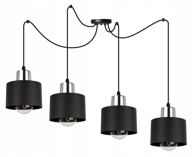 Lampa sufitowe wisząca Light Home LH Spider Panta 4x E27 60W czarny/srebrny 1szt.