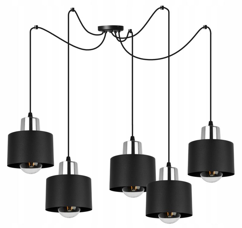 Lampa sufitowe wisząca Light Home LH Spider Panta 5x E27 60W czarny/srebrny 1szt.