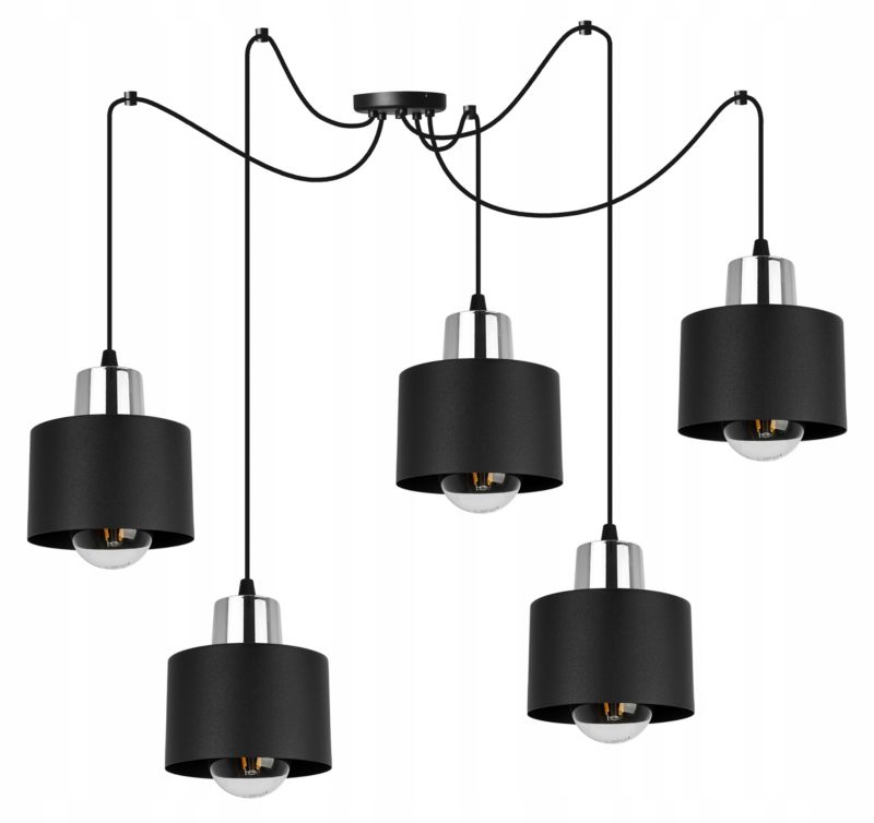 Lampa sufitowe wisząca Light Home LH Spider Panta 5x E27 60W czarny/srebrny 1szt.
