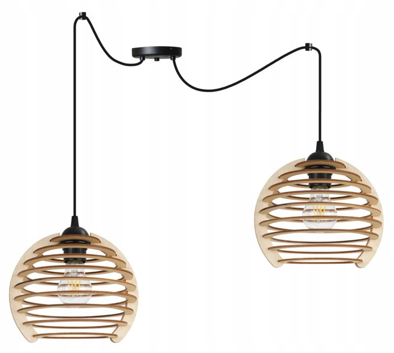 Lampa sufitowe wisząca Light Home LH Spider Timber 2x E27 60W czarny 1szt.