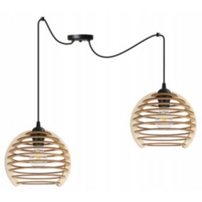 Lampa sufitowe wisząca Light Home LH Spider Timber 2x E27 60W czarny 1szt.