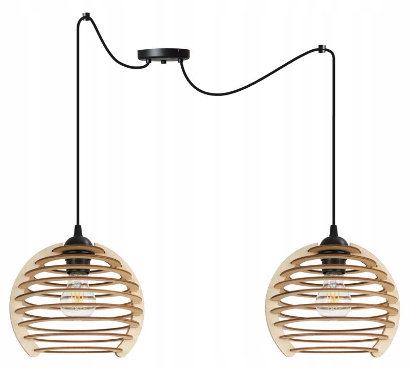 Lampa sufitowe wisząca Light Home LH Spider Timber 2x E27 60W czarny 1szt.