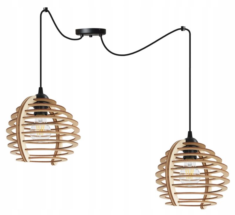 Lampa sufitowe wisząca Light Home LH Spider Timber 2x E27 60W czarny 1szt.