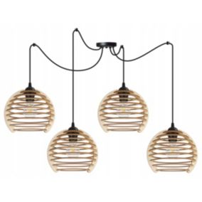 Lampa sufitowe wisząca Light Home LH Spider Timber 4x E27 60W czarny 1szt.