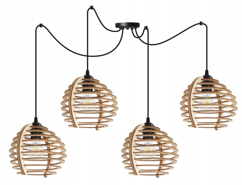 Lampa sufitowe wisząca Light Home LH Spider Timber 4x E27 60W czarny 1szt.