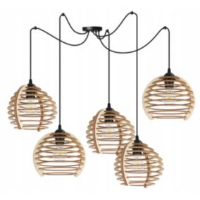 Lampa sufitowe wisząca Light Home LH Spider Timber 5x E27 60W czarny 1szt.
