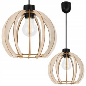 Lampa sufitowe wisząca Light Home LH Timber 1x E27 60W kula drewno 23cm czarny 1szt.