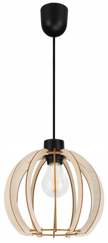 Lampa sufitowe wisząca Light Home LH Timber 1x E27 60W kula drewno 23cm czarny 1szt.