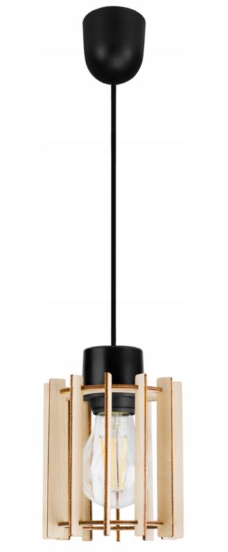 Lampa sufitowe wisząca Light Home LH Timber 1x E27 60W tuba drewno czarny 1szt.