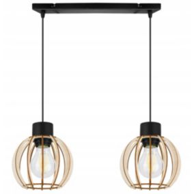 Lampa sufitowe wisząca Light Home LH Timber 2x E27 60W kula drewno 16cm 1szt.
