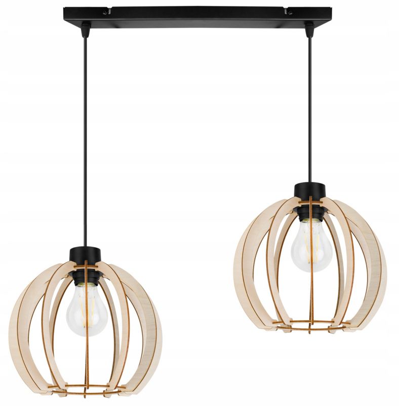 Lampa sufitowe wisząca Light Home LH Timber 2x E27 60W kula drewno 23cm 1szt.