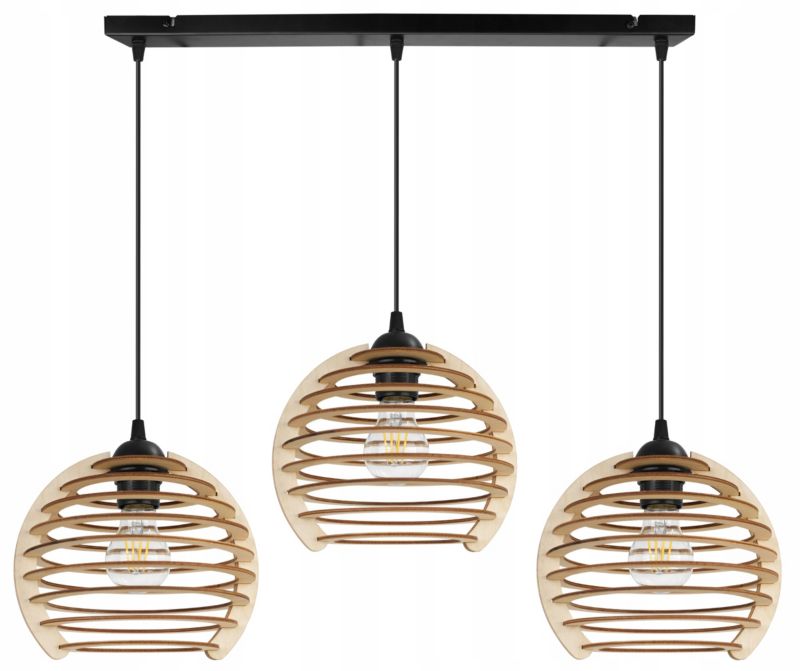 Lampa sufitowe wisząca Light Home LH Timber 3x E27 60W czarny 1szt.
