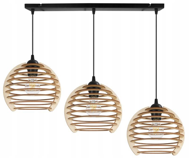 Lampa sufitowe wisząca Light Home LH Timber 3x E27 60W czarny 1szt.