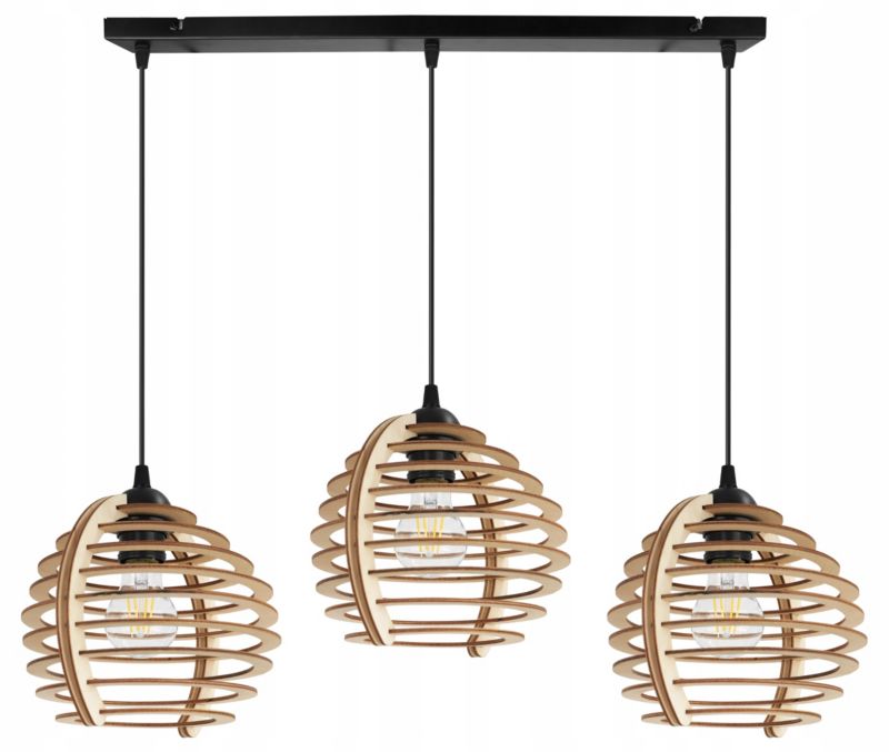 Lampa sufitowe wisząca Light Home LH Timber 3x E27 60W czarny 1szt.