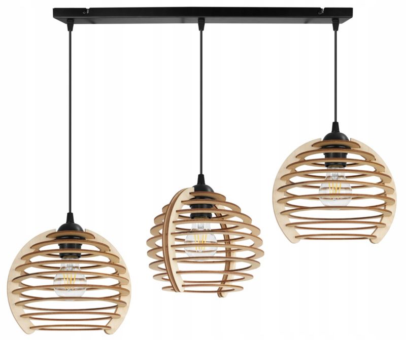 Lampa sufitowe wisząca Light Home LH Timber 3x E27 60W czarny 1szt.