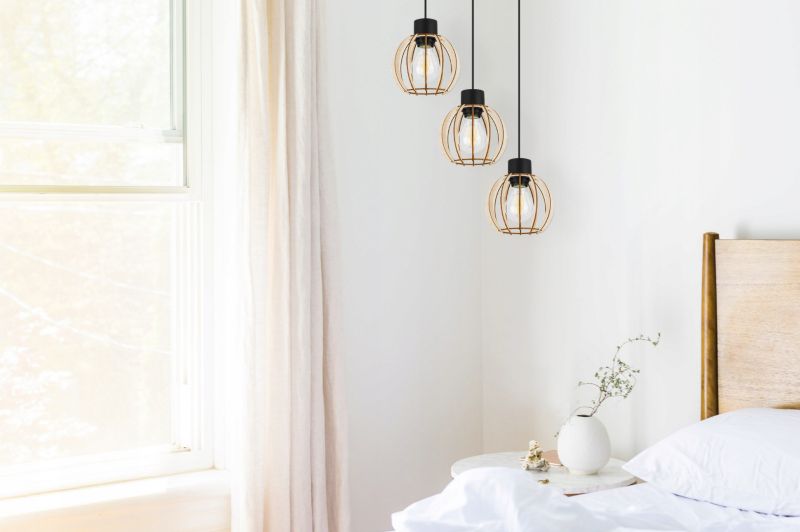 Lampa sufitowe wisząca Light Home LH Timber 3x E27 60W kula drewno 16cm 1szt.
