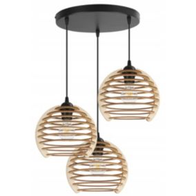 Lampa sufitowe wisząca Light Home LH Timber 3x E27 60W okrągła czarny 1szt.