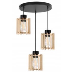 Lampa sufitowe wisząca Light Home LH Timber 3x E27 60W tuba drewno 1szt.