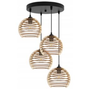 Lampa sufitowe wisząca Light Home LH Timber 4x E27 60W okrągła czarny 1szt.