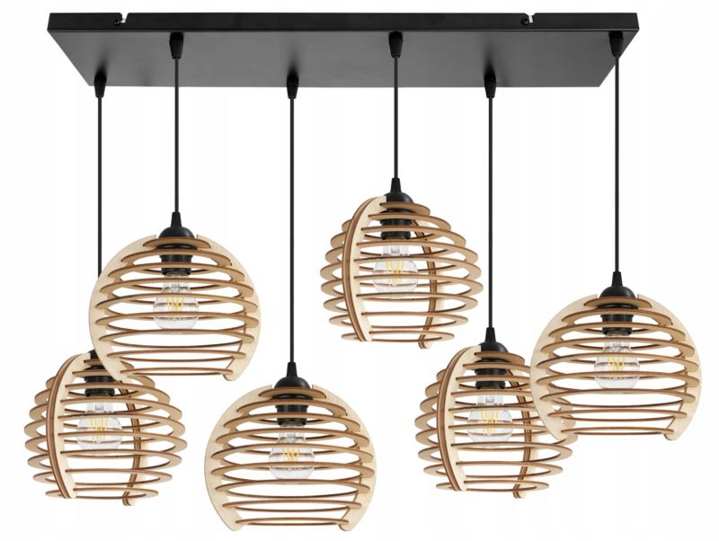 Lampa sufitowe wisząca Light Home LH Timber 6x E27 60W czarny 1szt.