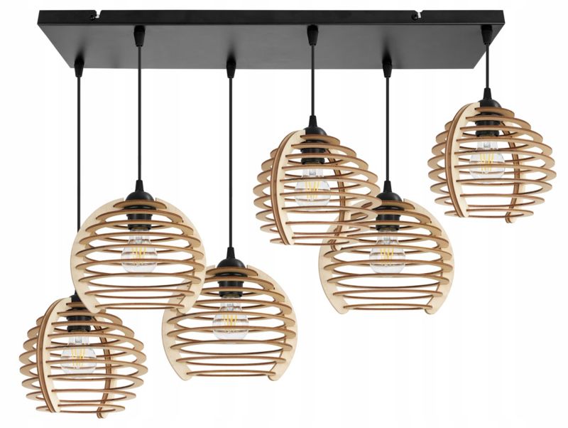 Lampa sufitowe wisząca Light Home LH Timber 6x E27 60W czarny 1szt.