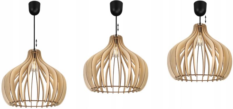Lampa sufitowe wisząca Light Home LH Timber plastik 1x E27 60W klosz drewno owalna naturalny/czarny 1szt.