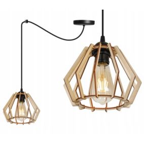 Lampa sufitowe wisząca Light Home LH Timber Spider 1x E27 60W klosz drewno diament naturalny/czarny 1szt.