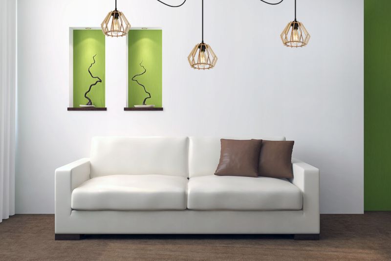 Lampa sufitowe wisząca Light Home LH Timber Spider 1x E27 60W klosz drewno diament naturalny/czarny 1szt.
