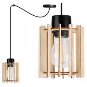 Lampa sufitowe wisząca Light Home LH Timber Spider 1x E27 60W klosz drewno tuba czarny 1szt.