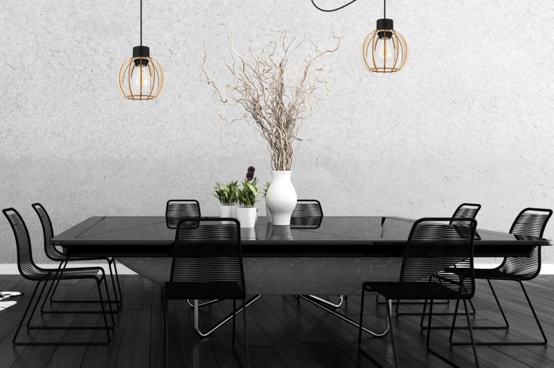 Lampa sufitowe wisząca Light Home LH Timber Spider 2x E27 60W klosz drewno kula 16cm czarny 1szt.