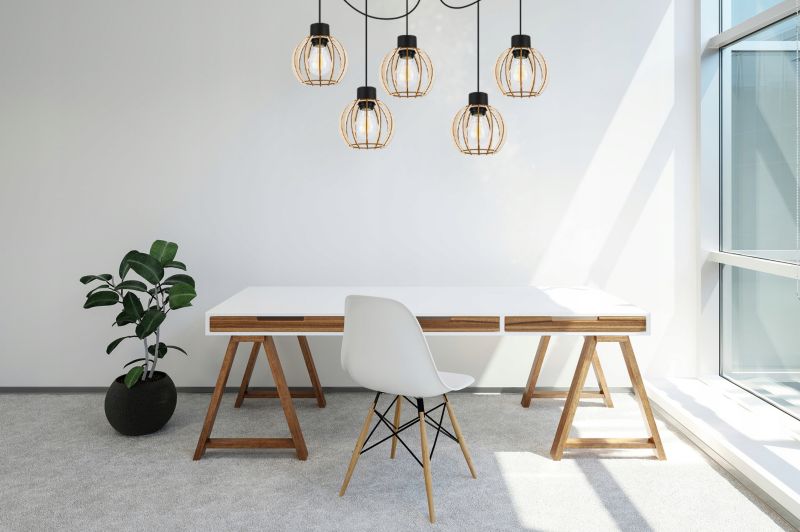 Lampa sufitowe wisząca Light Home LH Timber Spider 5x E27 60W klosz drewno kula 16cm czarny 1szt.