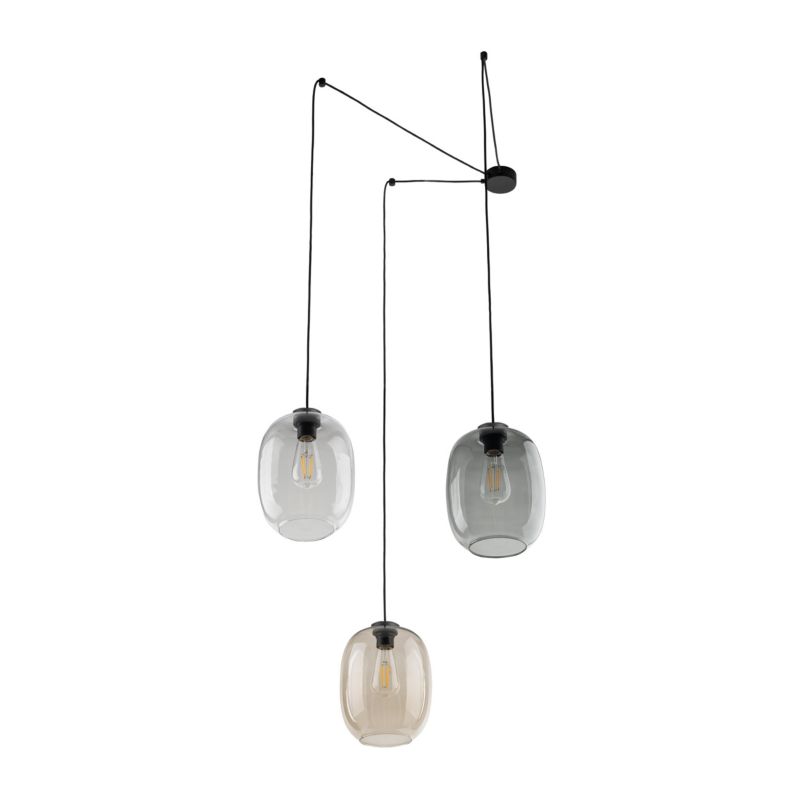 Lampa TK-Lighting Elio Mix kolorów szklanych kloszy Wisząca 3x E27 - 1 szt.