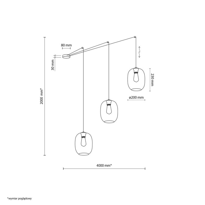 Lampa TK-Lighting Elio Mix kolorów szklanych kloszy Wisząca 3x E27 - 1 szt.